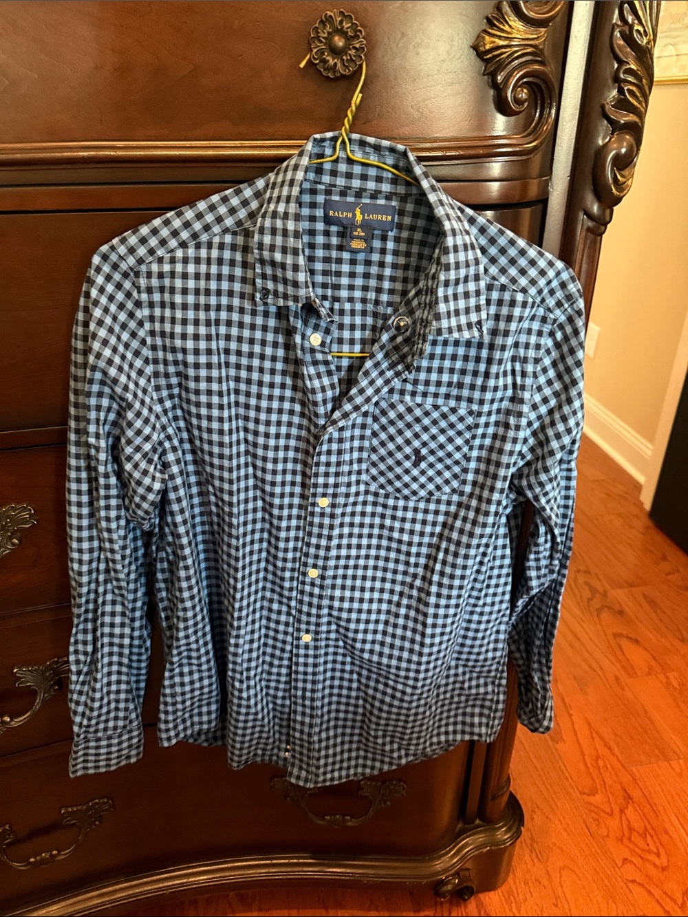 Ralph Lauren Blue and White Gingham Button-Down Shirt